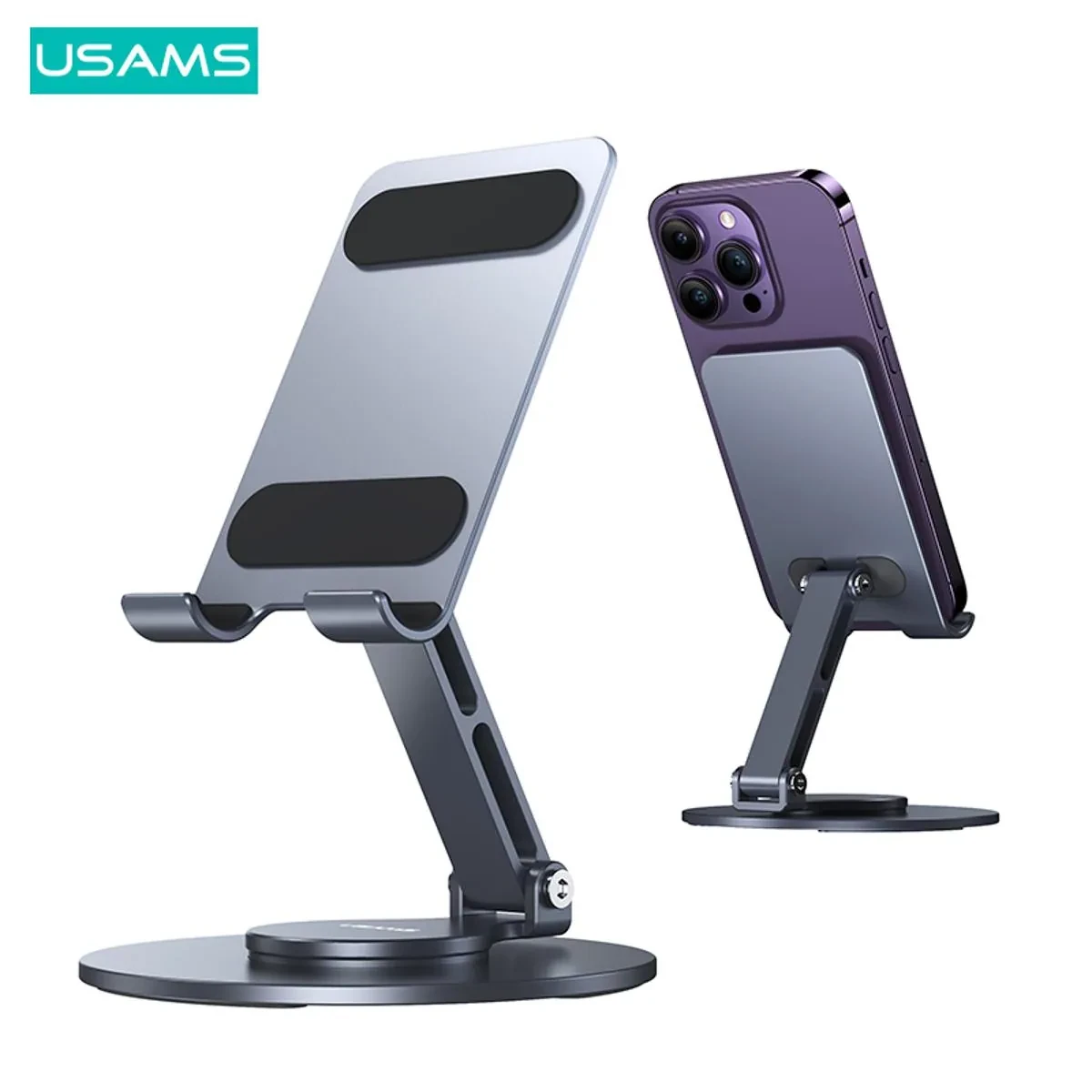 USAMS ZJ074 Aluminum Alloy 360 Rotating Folding Holder For Phone / Tablet
